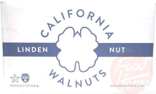Linden Nut walnut kernels, chandler light halves pieces 20%, 25-lb bag in a box