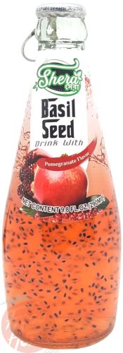 Shera basil seed drink with pomegranate flavor 290-ml glass bottles (case of 24)