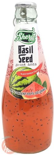 Shera basil seed drink with watermelon flavor 290-ml glass bottles (case of 24)