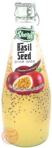 Shera basil seed drink with passion fruit flavor 290-ml glass bottles (case of 24)