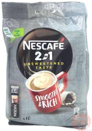 Nestle Nescafe 2 in 1 coffee dry drink mix, unsweetened taste, 10x8 gram bags (case of 18)