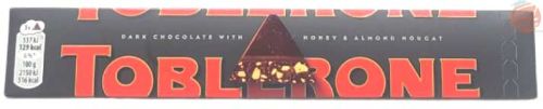 Toblerone dark chocolate with honey & almond nougat, 20x100-gram bars in display box (case of 4)