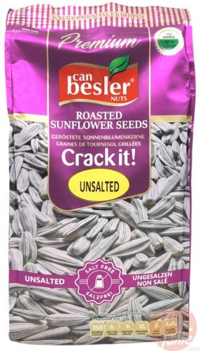 Besler Crack it! roasted sunflower seeds, unsalted, with shell on, 9-ounce bags (case of 16)
