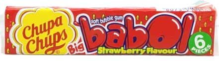 Chupa Chups(r) babol strawberry flavor bubble gum, 27.6g x 6-pieces in box (case of 20)