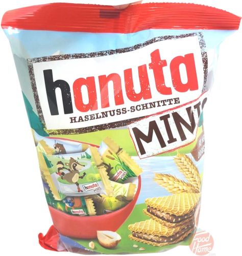 hanuta Minis hazelnut cream filled wafers, individually wrapped, 200-gram bags (case of 12)