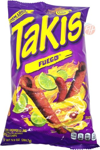 Takis Fuego hot chili pepper & lime flavored tortilla chips, 9.9-ounce bags (case of 14)