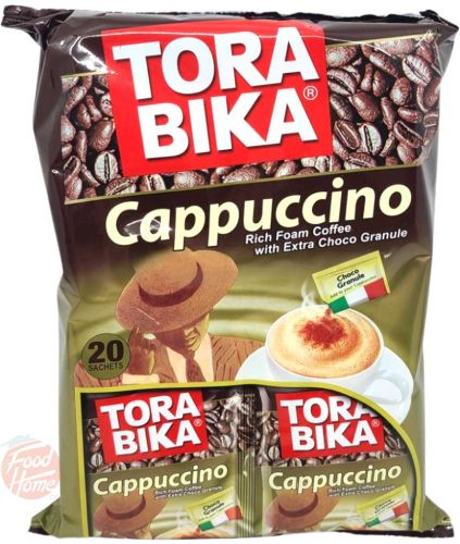 Tora Bika cappuccino dry mix, foam coffee with extra choco granule, 20x.88-oz sachets (case of 12)
