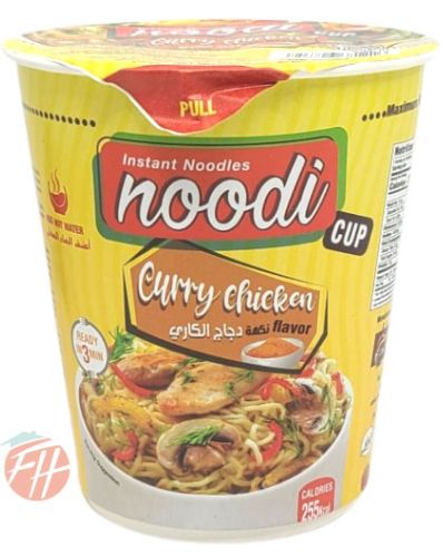 noodl curry chicken flavour instant noodles, fork included, 60-gram microwave cup (case of 24)