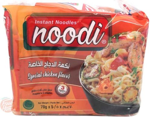 noodi Special chicken flavour instant noodles, 5 x 70-gram packages (case of 8)