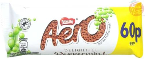 Nestle Aero bubbly chocolate candy bar, with peppermint, 36-grams in wrapper in box (case of 24)