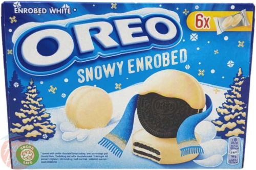 Oreo Snowy Enrobed white chocolate covered oreo cookie, 6-individually wrapped, 246-gram boxes (case of 10)