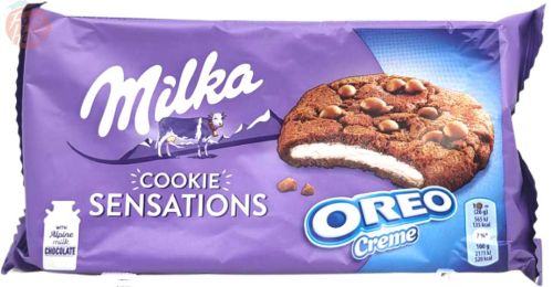 Milka Cookie Sensations Oreo creme filled chocolate cookie, 156-gram wrapped trays in box (case of 12)