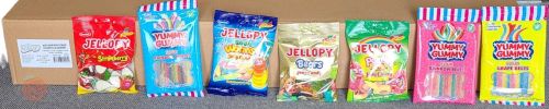 Jellopy licorice & gummy shipper mixed w/ stand, (100x3.53-ounce)+(20x2.82-ounce) in box