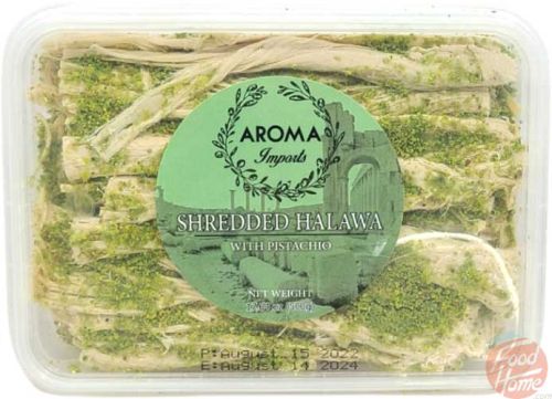 Aroma Imports shredded halawa with pistachio, 500-gram plastic tub