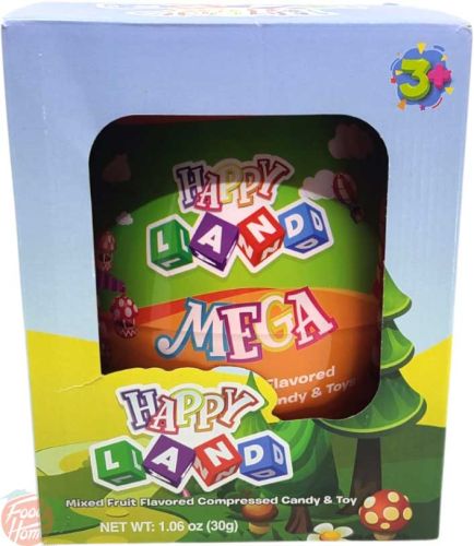 Happly Land Mega mixed fruit flavored compressed candy & toy, 30-gram plastic egg in box (display of 16)