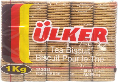 Ulker tea cookies/biscuits, 5-wrapped stacks, in 1-kg package (case of 5)