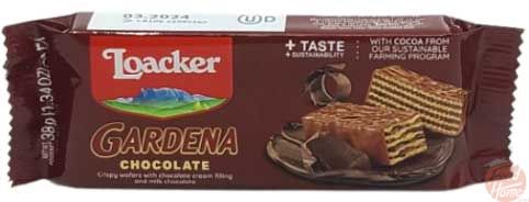 Loacker Gardena chocolate wafer bar, 38-gram wrapper (case of 25)