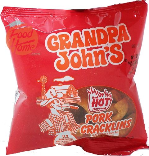 Grandpa John's  hot pork cracklins 1.75oz Bag case of 36