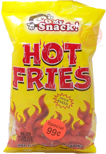 O' My Snack! Hot Fries hot flavored potato snacks, oven baked 3-ounce bag, case of 16