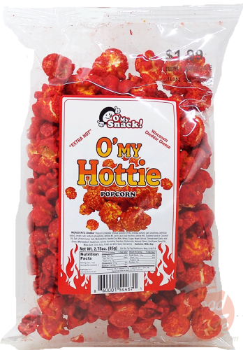 O' My Snacks! O' My Hottie extra hot popped popcorn, 2.75-ounce bag, case of 18