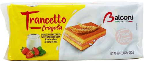 Balconi Trancetto fragola sponge cake snack filled with strawberry cream 9.9-ounce tray in wrapper