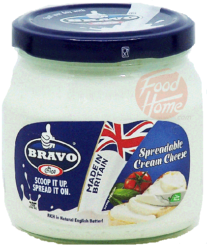 Bravo spreadable cream cheese 250-gram glass jar, case of 20 in display box