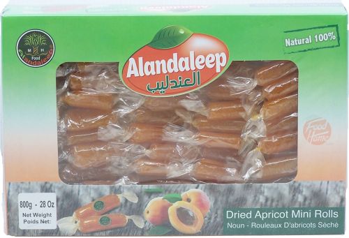 Alandaleep dried apricot mini rolls, individually wrapped 800-gram box, case of 24