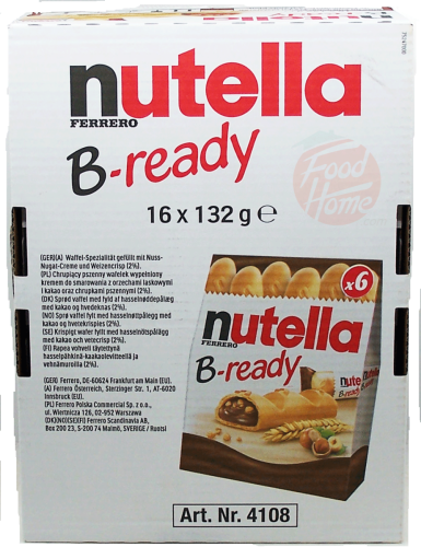 Nutella B-ready 6 sztuk / tukki / gabali / vienetai, 132-gram box, case of 16