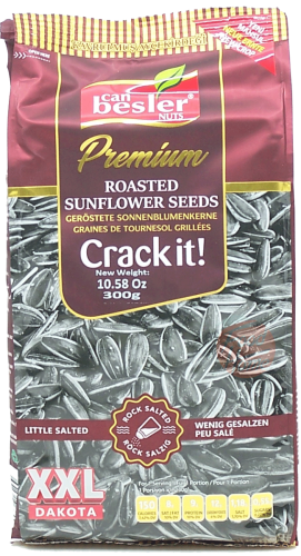 Besler can roasted black sunflower seeds, little salted, 300-gram bag, case of 14