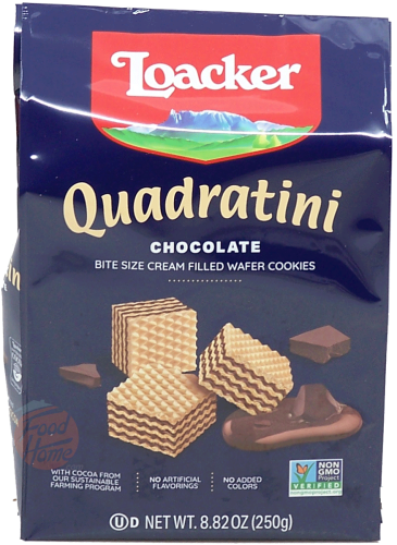 Loacker Quadratini chocolate bite size wafer cookies 250-gram bag box (case of 6)