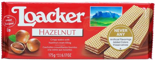 Loacker hazelnut crispy wafers with hazelnut cream filling 175-gram wrapper box (case of 18)