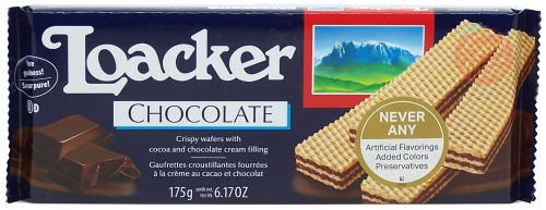 Loacker Classic chocolate crispy wafers with cocoa and chocolate cream filling 175-gram wrapper in box (case of 18)