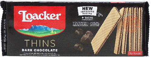 Loacker Thins crispy wafers with dark chocolate cream filling, 150-gram wrapper box (case of 18)