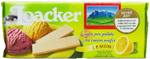 Loacker lemon ice cream wafer 150-gram wrapper in box (case of 18)