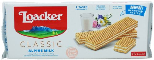 Loacker Classic Alpine Milk crispy wafers with milk cream filling 175-gram wrapper box (case of 18)