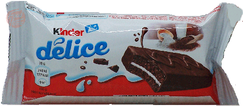 Kinder delice chocolate coated cake with vanilla filling 39-gram wrapper in box (case of 20)