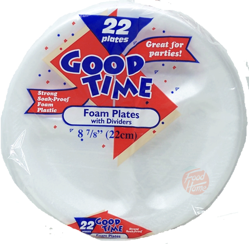 Good Time foam plates with dividers, 8-7/8-inch 22-count bags in box (case of 24)
