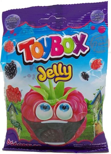 Toy box Jelly bogurtlen fruit flavored gummy candy 80-gram hanging bag in box (case of 24)