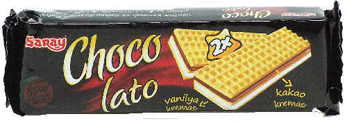 Saray Choco Taco vanilla cream filled wafers 24 x 42-gram wrappers in display box (master case of 6)