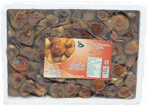 Rawdet Al Shira Dates Factory Co. Lara Food Distribution Systems barhi dates in foam tray, 1-kilogram wrapper (case of 12)