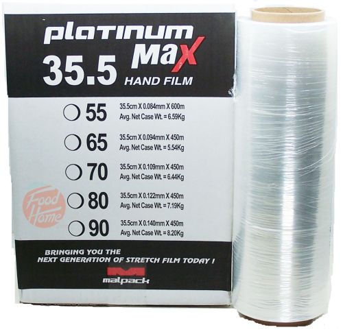 Platinum Max plastic wrap, shrink wrap, 80 weight, 450m, 4-rolls, 7.19-kilogram box