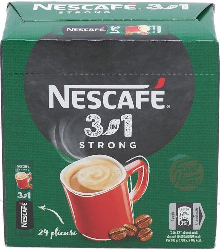 Nescafe 3 in 1 strong; 24 single serving instant coffee packets in box, 336-grams (case of 10)
