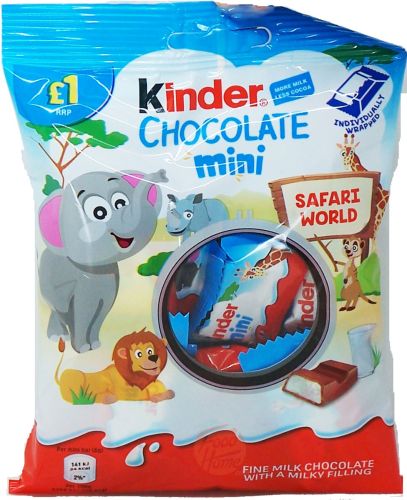 Kinder mini milk chocolate with milky filling, individually wrapped, 72-gram hanging bags is display box (case of 10)