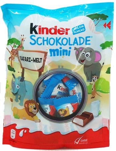 Kinder Schokolade mini chocolate pieces filled with milky cream, individually wrapped 120-gram bags in display box (case of 16)