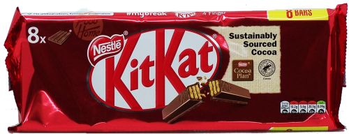 Nestle Kit Kat chocolate coated wafers, 8 x 4-finger in 41.5-gram wrapper in box (case of 10)