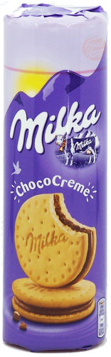 Milka Choco Creme chocolate filled cookie sandwich 260-gram wrappers in display box (case of 18)