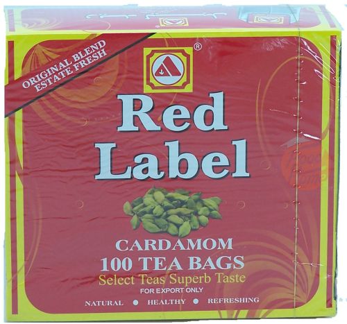 Red Label Tea cardamom tea bags, 100 x 2-grams per bag in boxes (case of 12)