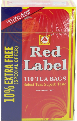 Red Label Tea black tea bags, 110 x 2-gram per bag boxes (case of 36)