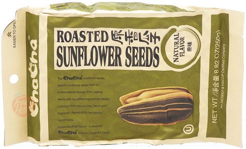 Cha Cha roasted sunflower seeds, natural flavor 250-gram bag (case of 18)