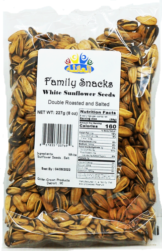 Family Snacks white sunflower seeds, double roasted and salted 8-ounce bagz in box (case of 24)